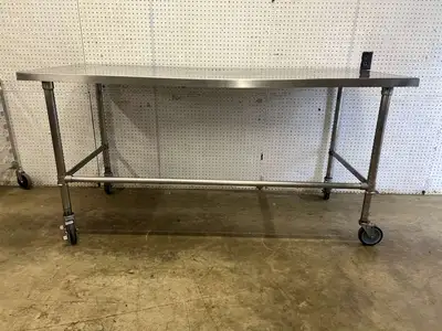 Used Falcon Restaurant Supply Used 72" X 30" Stainless Steel Table with Casters - FG Food Prep Tables Illinois US | Falcon Restaurant Supply #1374935