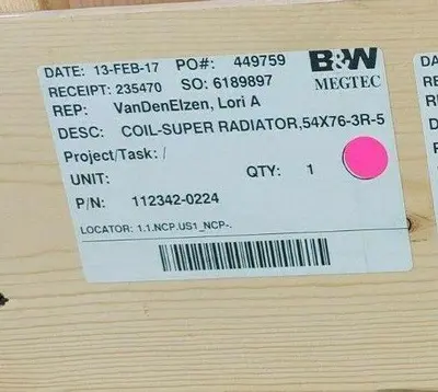 USED 2017 SUPER RADIATOR COIL 48.00 X 043.000-03R-0.625/096