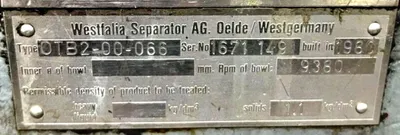 Westfalia OTB 2-00-066 oil purifier skid, 316SS.