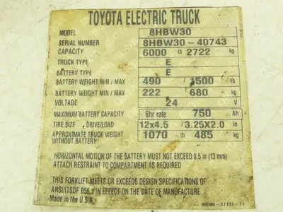 Toyota CT200A24D1M AC Motor Contactor 200A 24V Coil Off 8HBW30 Pallet Jack