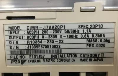 Used YASKAWA CIMR-J7AA20P1 Variable Speed Drives Michigan US | Ideal Machinery #1317036