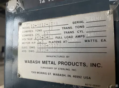 1990 WABASH 121212-2TMB Heated Platen Press and Laminating Press | Kempler Machinery (9)