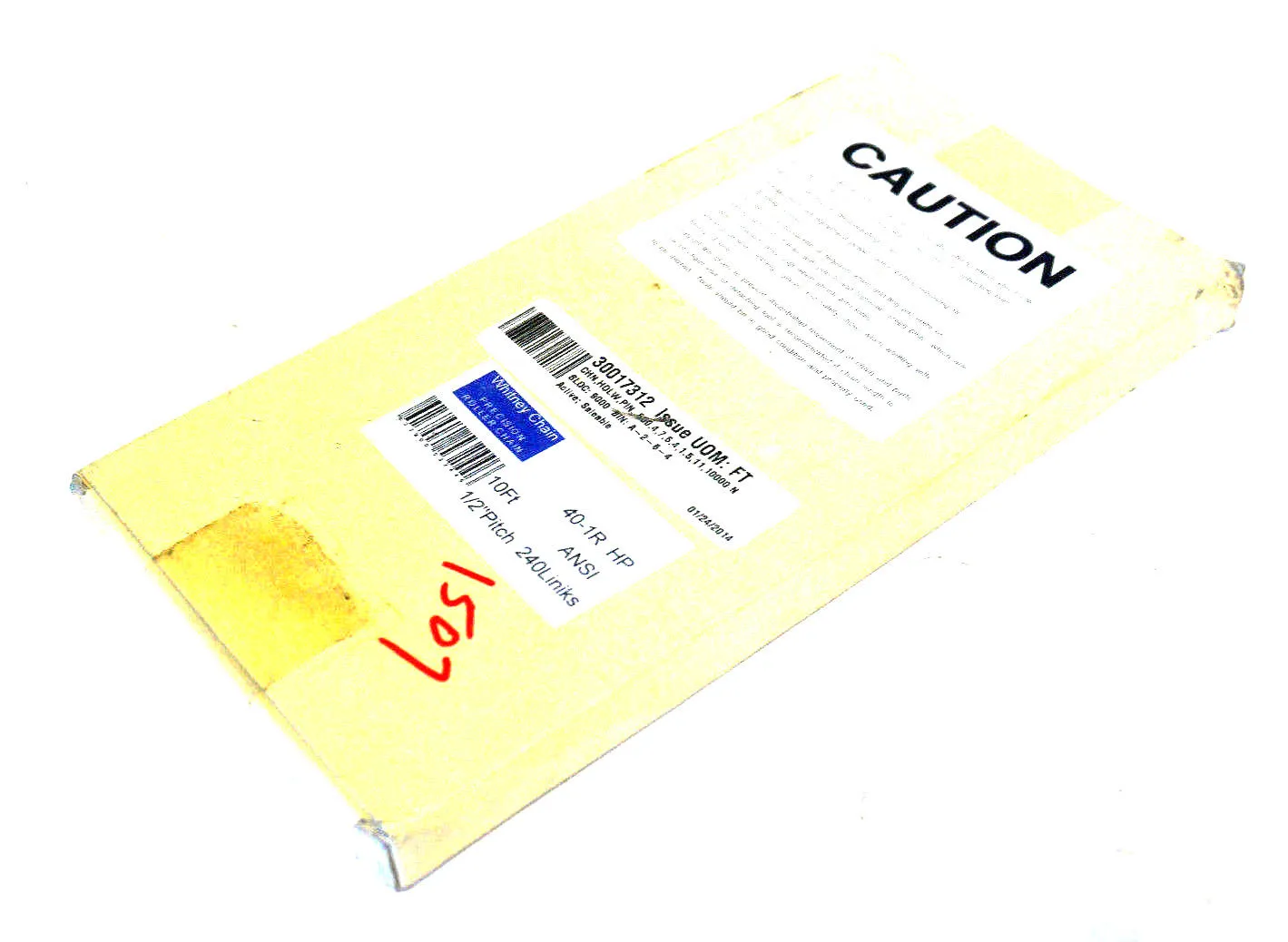 NEW WHITNEY CHAIN 40-1R HP PRECISION ROLLER CHAIN 10FT 401RHP