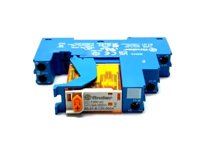 97.01,46.61.8.120.0054 | Finder 97.01 Relay Base w/ 46.61.8.120.0054 Relay 120VAC 16A - New – Open box