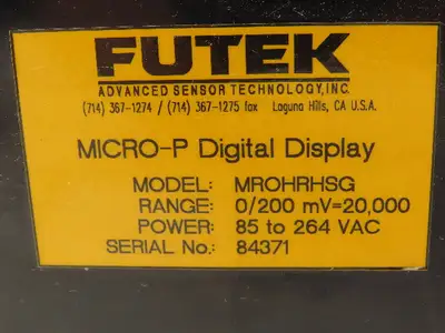 Futek MROHRHSG Micro-P Digital Display 120/240VAC Input 0/200mV=20,000 Range