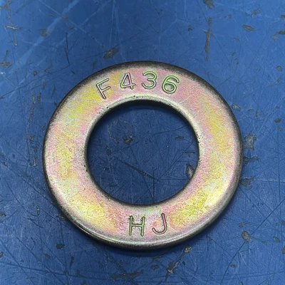 (50) F436 HJ GR.8 Structural Yellow Zinc Plated Flat Washers See Photos For Sz.