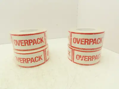 Uline S-10798 "Overpack" Air Label 500/Roll 2 1/2 x 6" High Gloss Lot of 4 Rolls