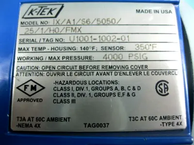 NEW K-Tek IX/A1/S6/5050/25/1/H0/FMX