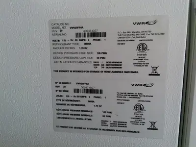 VWR VWV20FPSA/ -20C Laboratory Freezer 20Cf 120v FULLY TESTED