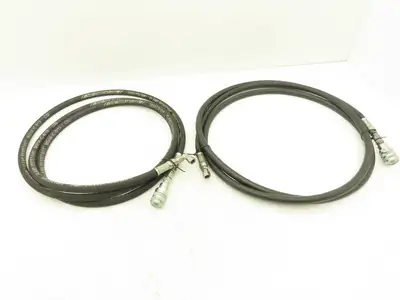 1/4" Hydraulic Hose 5800psi Parker No-Spill Quick Connect 10' Lot of 2