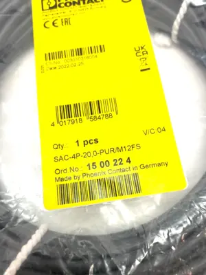 NEW PHOENIX CONTACT SINGLE ENDED CORDSET M12 4-POS.