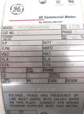 NEW GE 5KS42MN4590B MOTOR 1/2HP E303 208-230/460V