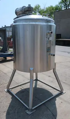 SPC9046  Tank 150 gallon vertical tank, Stainless Steel, 60 psi @ 300F jacket, 1 hp agitator, dish removable top