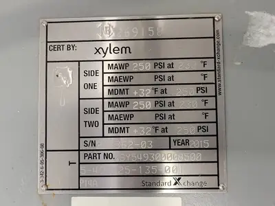 2015 Plate & Frame Heat Exchanger 16.5 in. Plate Pack
