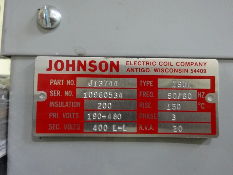 Used JOHNSON j13744 Transformers Arizona US | Edge Machine Tools, Inc #38296