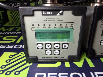 LUCAS SCHAEVITZ MP-1000 LVDT READOUT / CONTROLLER MODULE WITH FTA-G-5000 TRANSDUCER