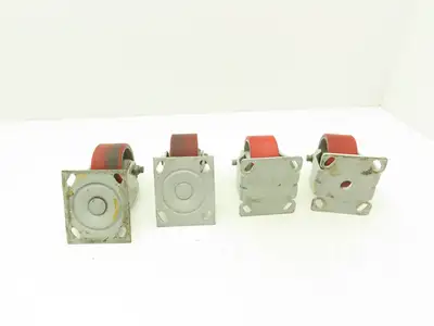 Fairbanks 4" Caster Wheel Poly/Cast (2) Swivel (2) 5-1/2" OAH Rigid Lot of 4