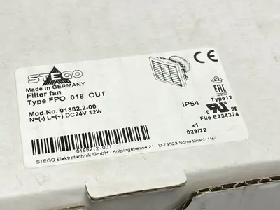USED STEGO AIR EXHAUST FAN TYPE FPO 018 OUT 24VDC 12W