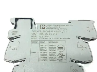 Used PHOENIX CONTACT PLUG-IN RELAY BASE W/ RELAY Relays & Switches | Maverick Industrial Sales #1108308
