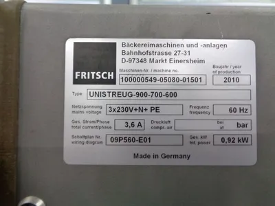 Used 2010 FRITSCH UNISTREUG-900-700-600 Depositors California US | BakeryEquipment.com #1554821