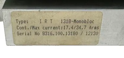 USED IRT 1318-MONOBLOC SERVO AMPLIFIER 1318 1318MONOBLOC