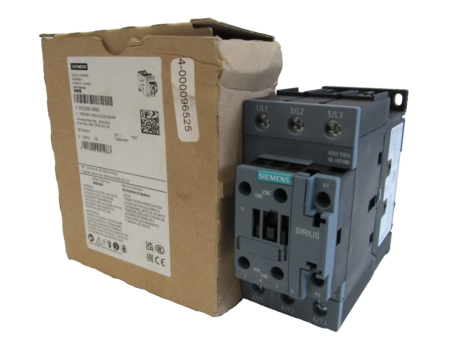 NEW SIEMENS 3RT2038-1AR60 CONTACTOR 400V 50HZ 3RT20381AR60