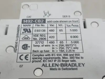 Used ALLEN-BRADLEY 1492-CB2 Switchgears British Columbia CA | Lenmark #244757