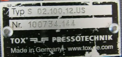 USED TOX PRESSOTECHNIK S02.100.12.US CYLINDER S0210012US