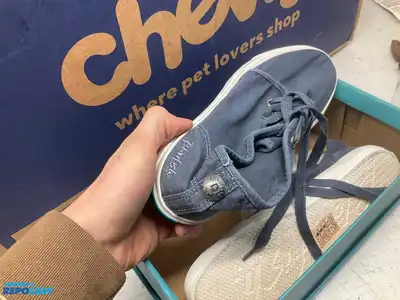Box of BlowFish Malibu shoes, assorted models, sizes, and colors