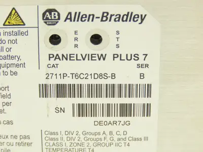 Allen Bradley 2711P-T6C21D8S-B PanelView Plus 7 Touch Screen Series B 24V