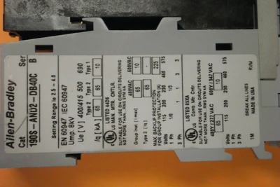 USED Allen-Bradley 140M-D8E-B40 SER B WITH 100-C09*10
