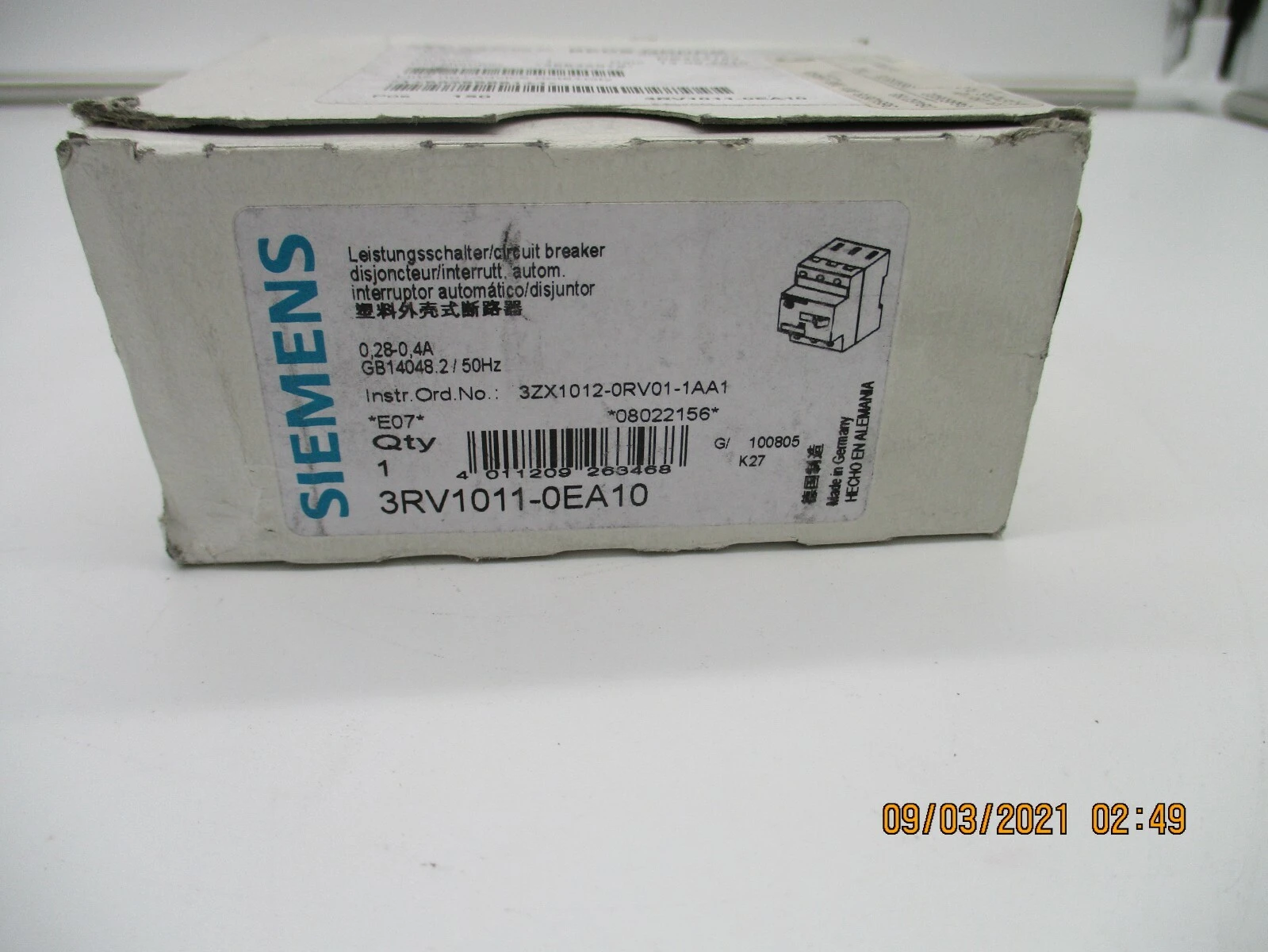 NEW Siemens Siemens 3RV1011-0EA10