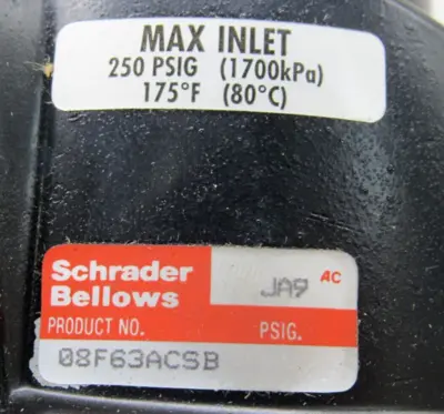 NEW SCHRADER BELLOWS 08F63ACSB 1 1/4 FILTER