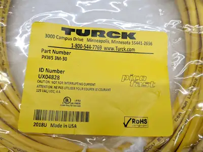 NEW TURCK PICOFAST SINGLE ENDED CORDSET 3 PIN FEMALE UX04828