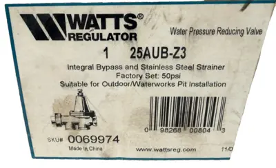 NEW WATTS 25AUB-Z3 WATER PRESSURE REDUCING VALVE 1" 50PSI 25AUBZ3
