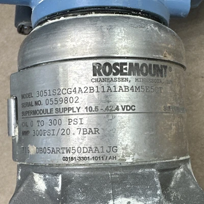 Used Rosemount 3051S2CG4A2B11A1AB4M5E5QT Sensors Indiana US | J&J Industrial Supply #1285253