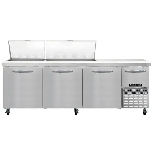 Continental RA93N27M 93" Pizza Prep Table W/ Refrigerated Base, 115v