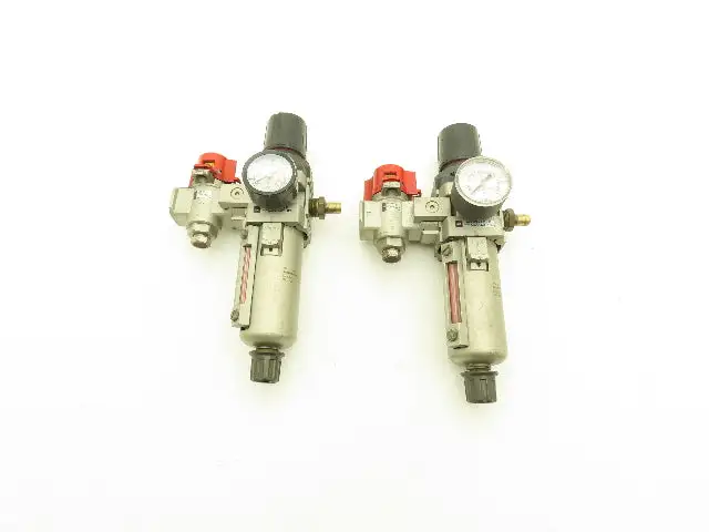 SMC Pneumatic Air Filter Regulator With Lock Out Valve 150 PSI Lot of 2