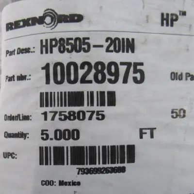 NEW REXNORD HP8505-20IN MATTOP CHAIN 10028975 5FT