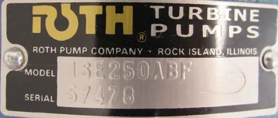 NEW ROTH 1SE250ABF TURBINE PUMP 3/4" DIA. SHAFT 1.5×1.25