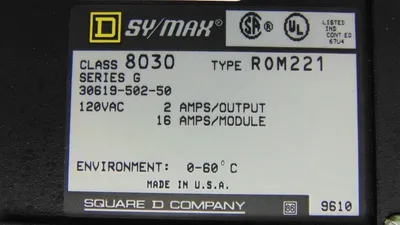 Square D 8030 ROM-221 SY/MAX Output Module Series G Used