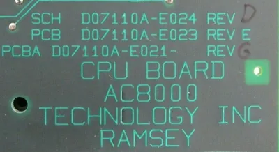 NEW RAMSEY TECHNOLOGY D07110A-E021 CPU BOARD REV G AC8000 D07110AE021