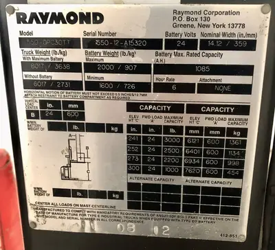 Used 2012 RAYMOND 550-0PC30TT Order Pickers Texas US | TB Forklifts #1274989