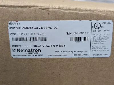 Nematron iPC1700T-N2800-4GB-240SS-W7-DC Industrial PC Workstation F4F07DA0 New NIB
