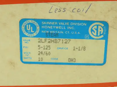 Skinner Lancer 2LF2HB7127 Brass Solenoid Valve 2-Way NC 125 PSI 1-1/4" NPT Steam