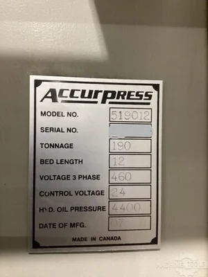 USED 2011 ACCURPRESS ACCELL 519012