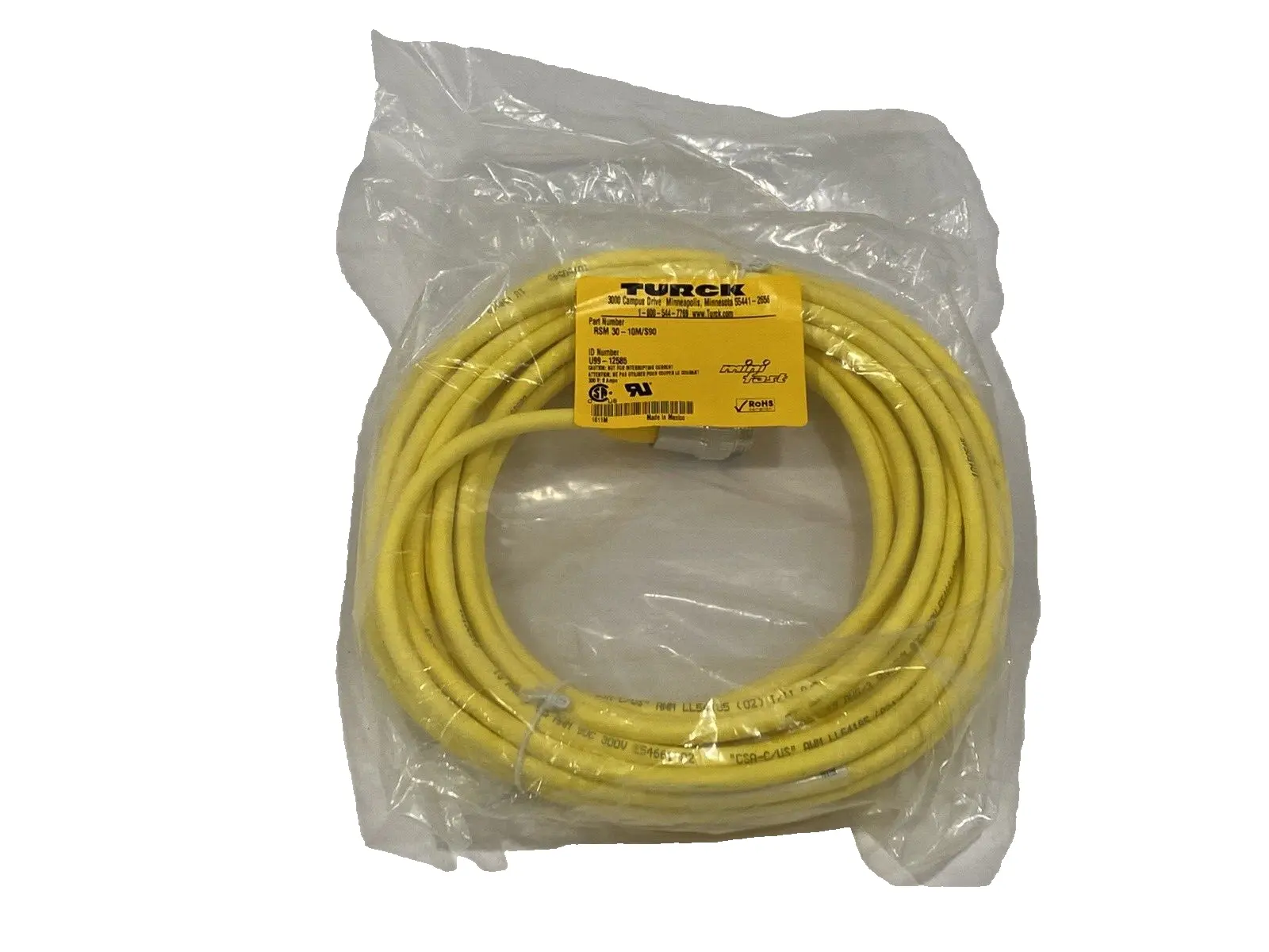 NEW TURCK SINGLE-ENDED SENSOR CORDSET 3-PIN 7/8"-16 FEMALE U99-12585