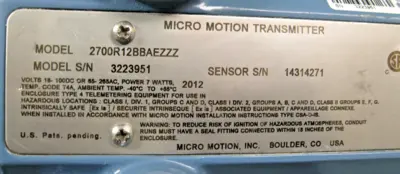 USED Micro Motion 2700 R12 BB AEZZZ