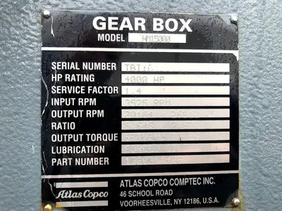 USED 2011 ATLAS COPCO,  COMPTEC, HM5 6000 CFM,  GEAR BOX HM1500