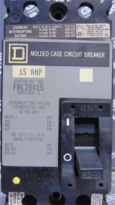 Square D FAL26015 Circuit Breaker 15 Amp 600VAC 2 Pole Used